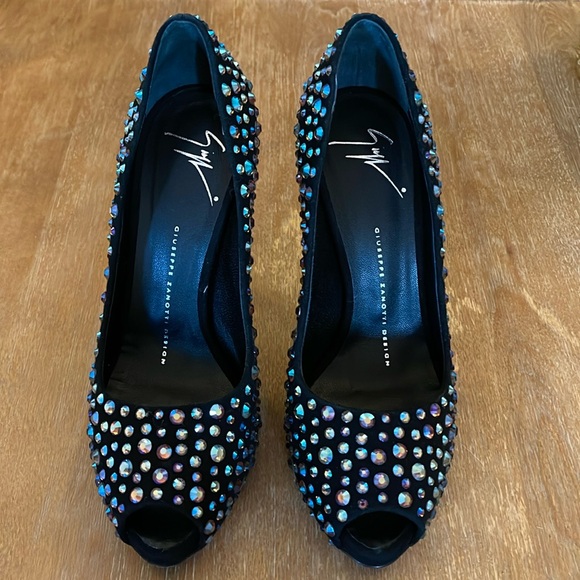Giuseppe Zanotti Shoes - Giuseppe Zanotti Strass Peep-Toe Heels - Size 37